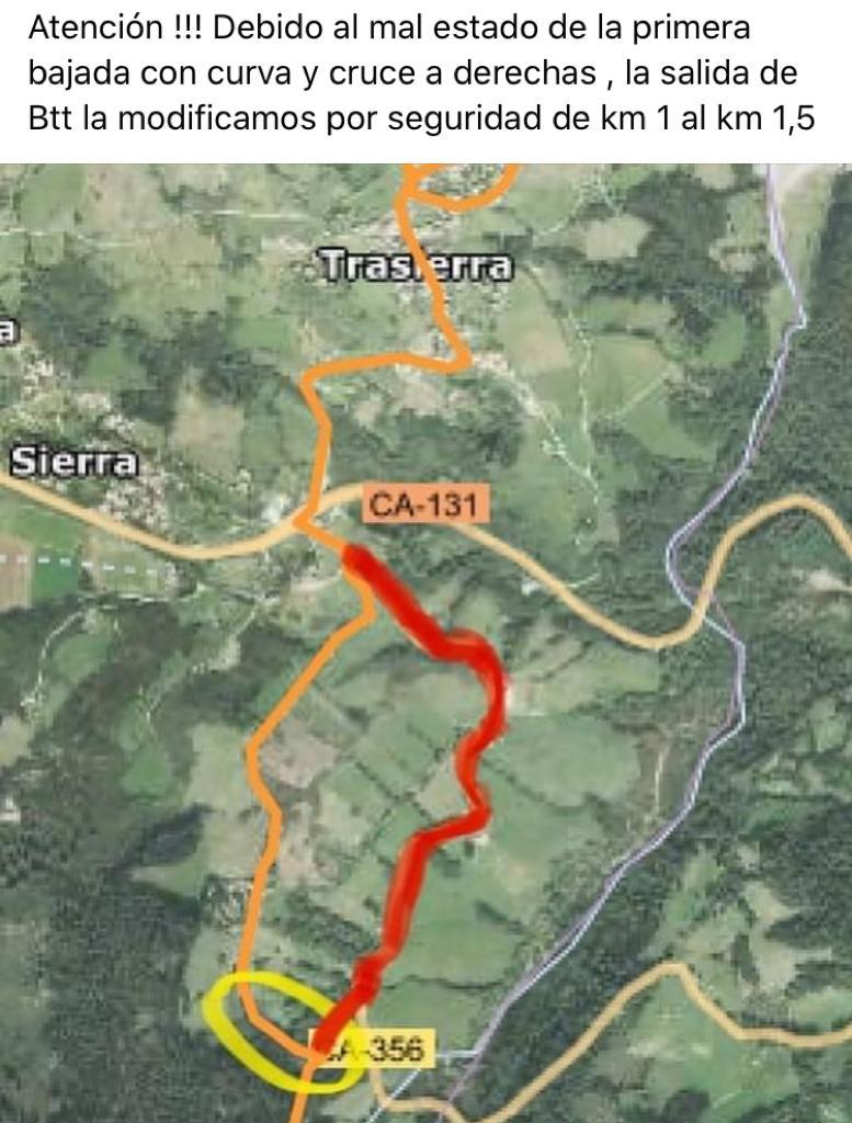 Modificación del recorrido